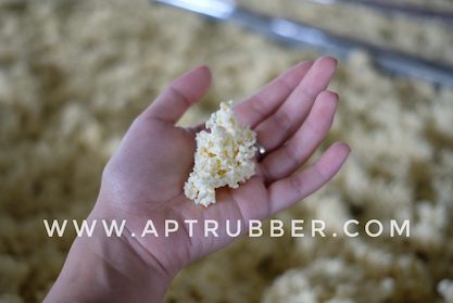 natural rubber material on a hand