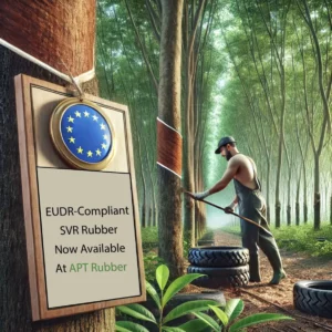 EUDR-Compliant SVR Rubber with farmers in background